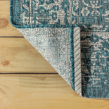 Tela Bohemian Textured Weave Floral Indoor/outdoor Runner Rug